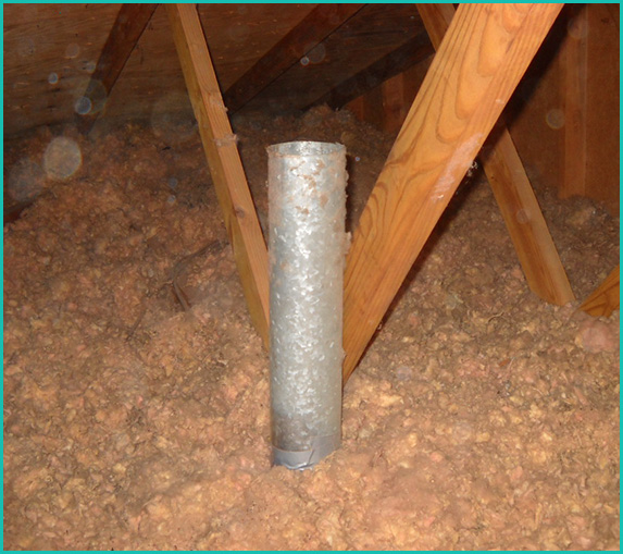Incorrect installation of a bath vent duct.